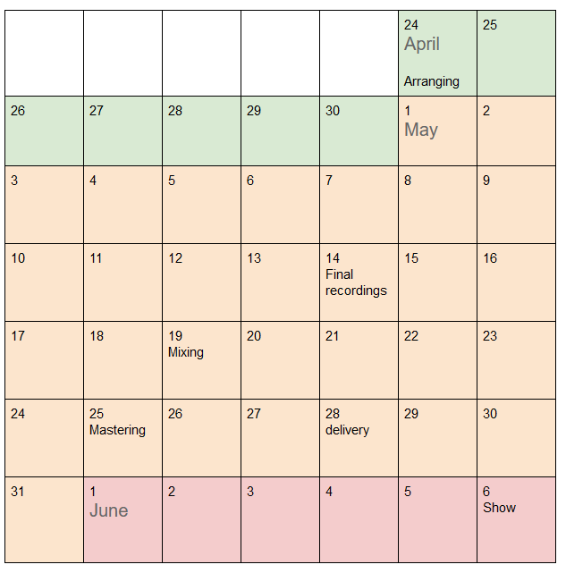 Deadline calendar